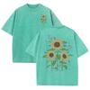 Yellow Cartoon Little Daisy Print Ladies T-Shirt Loose Wash Oversized Short Sleeve American Vintage Street Top Casual Tee