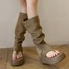 Modne płaskie sandały na platformie dla kobiet, designerskie nowe buty, modne letnie damskie chłodne botki 2025 z klipsem na palec, casualowe do chodzenia, Zapatos De Mujer