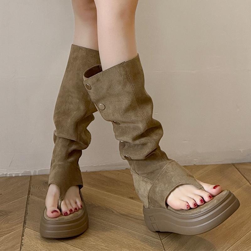Modne płaskie sandały na platformie dla kobiet, designerskie nowe buty, modne letnie damskie chłodne botki 2025 z klipsem na palec, casualowe do chodzenia, Zapatos De Mujer