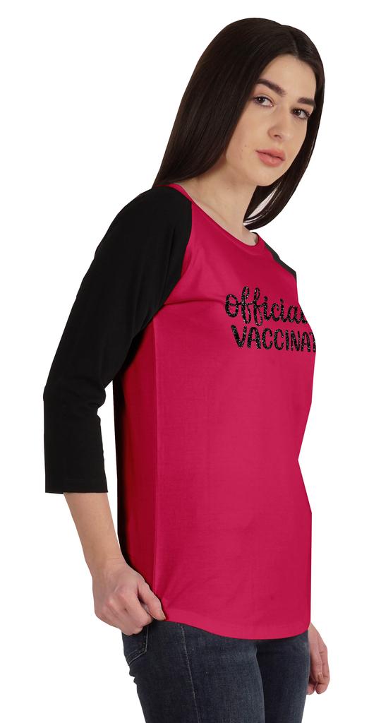 Inkmeso Officially Vaccinated Womens Funny Pro-Vaccine Tee Graphic T-shirt
