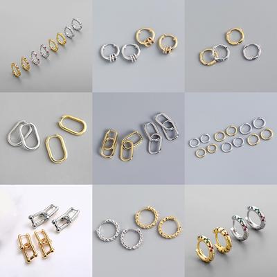 Stainless Steel Geometric Small Hoop Earrings for Women Punk Hip-Hop Earrings  Trend Jewelry