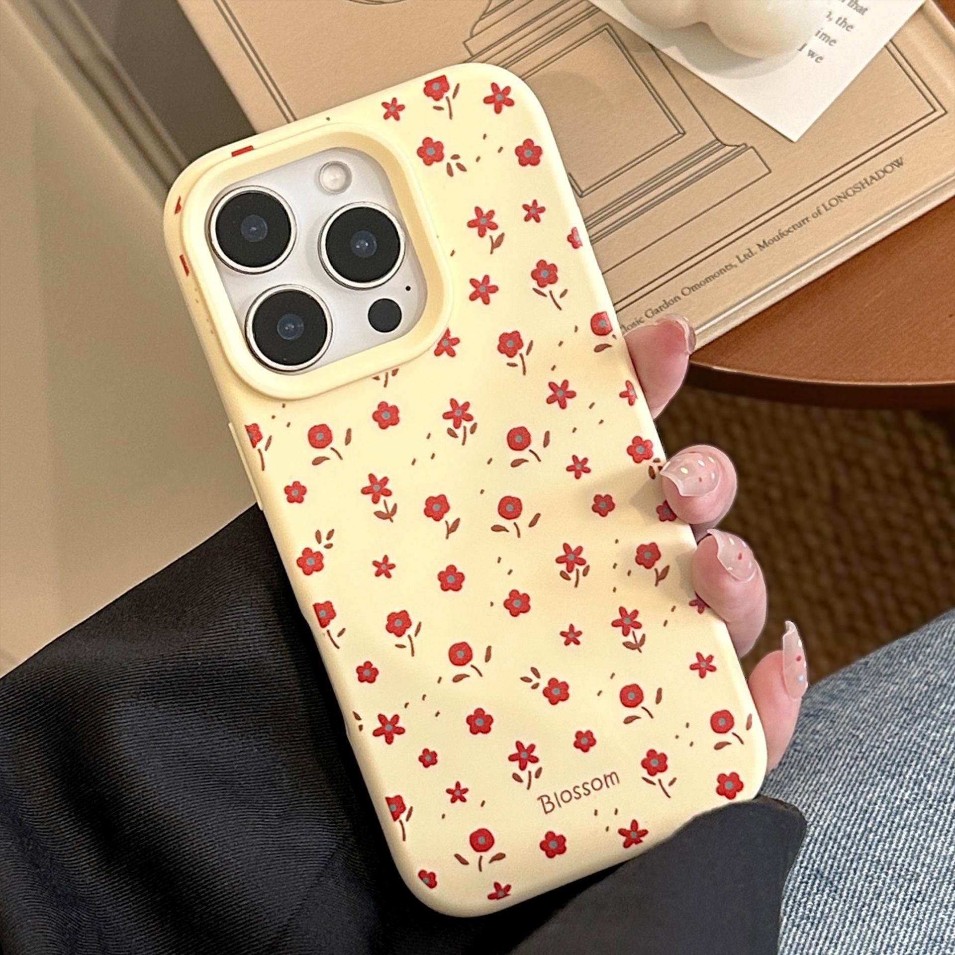 

Осенне-зимний цветочный чехол для мобильного телефона iPhone17 Apple 16pro Max Ретро 14 Подходит для 15 Силиконовый 11 Мягкий 12pro max(6.7)