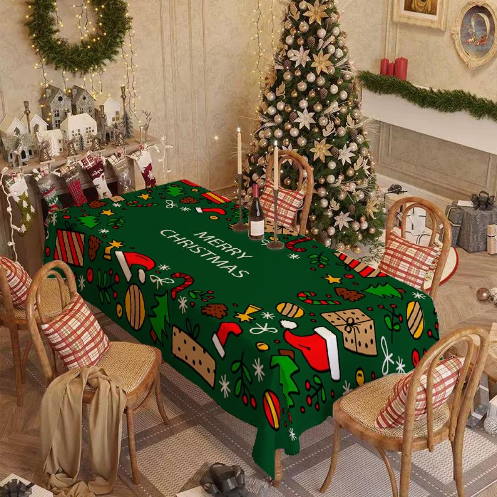 Christmas Tablecloth Red Festive Decor for Living Room Dining Table Rectangular Holiday Atmosphere