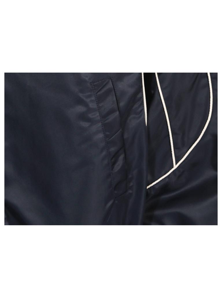 Gubin Color Block Pattern Baseball Jacket - Navy