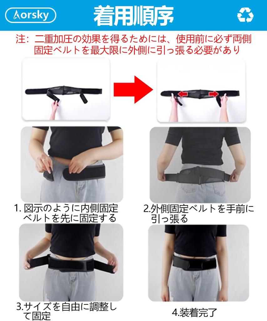 Aorsky Lumbar Pelvic Belt by Active Physical Lower Back Support Lower Back Pain Strong Pressure Nursing Daily All Black L Circumference [Supervised
