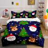 Christmas Santa Reindeer Trees Bedding Duvet Cover Set Duvet Cover Pillowcases  (1*Duvet Cover 2*Pillowcases, Without Duvet Insert)