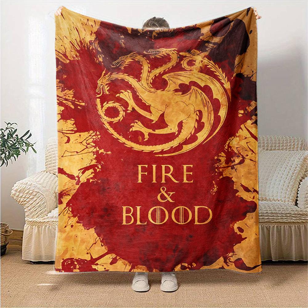 1pc Fire Blood Throw Blanket Soft Flannel, Cozy All Season Polyester Perfect for Home, Office