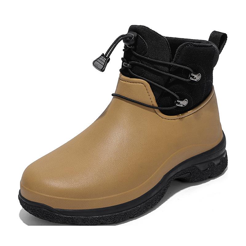 Новые дождевые туфли обувь для повара рабочая обувь для мойки автомобилей высокие теплые повседневные мужские туфли осенне-зимняя обувь для рыбалки 46 хаки 8098₽