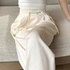 Satin Jacquard Wide-Leg Pants with Frog Button: High-Waist, Slimming Straight-Leg, New 2026 Spring/Summer Women's Fashion