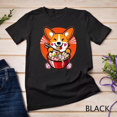2025/Kawaii Ramen Anime Welsh Corgi Dog Otaku Japanese Noodles T-Shirt Unisex T- Unisex T-Shirt