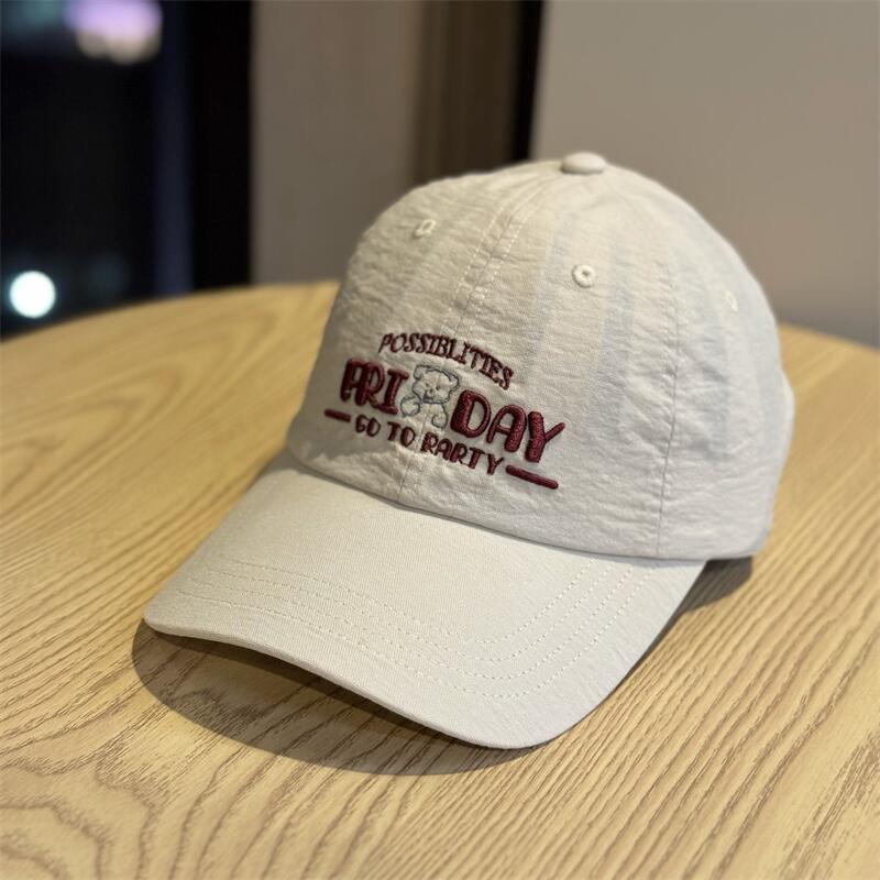 

2026New cartoon cute bear embroidered soft-top baseball cap with wide brim, makes the face look smaller, suitable for outings and sun protection Adult54-60Adjustable бежевый