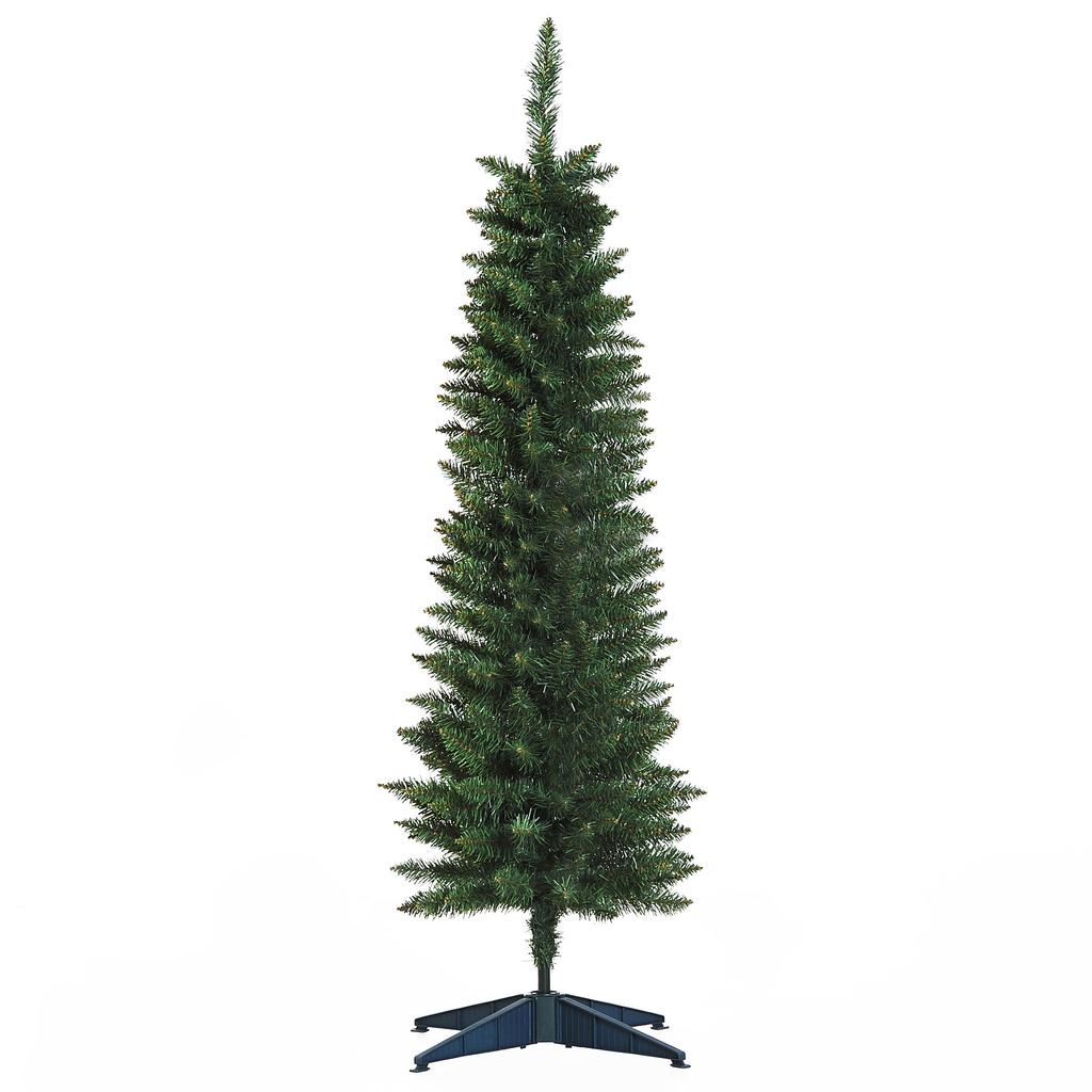 Artificial Christmas Tree Narrow 150cm with 294 Branches and Detachable Base Easy To Assemble Green
