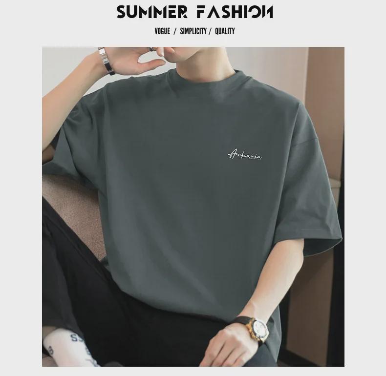 Herren T-Shirt Kurzarm Baumwolle Schwergewicht 260g Amerikanischer Stil (Sommer 2025 Trenddruck)