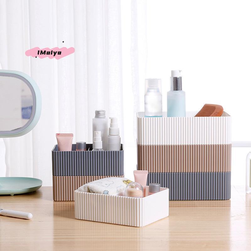 M-Plastic Makeup Organizer Grid Desktop Home Office Bathroom Storage Box Sundries Bin Case Cosmetic Closet Closet Organizer