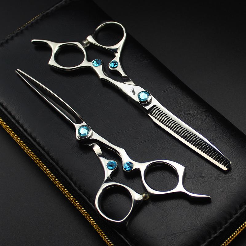 6.0 Gem Handle Hairdressing Scissors - Straight & Thinning Shears for Barbers 6.0 inch Straight Scissors