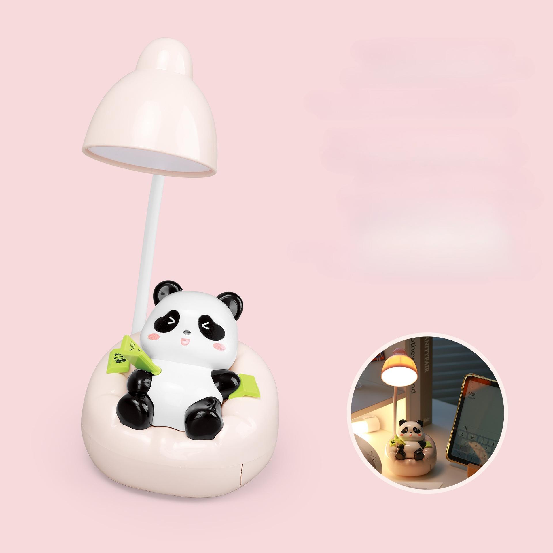 

LED Panda Desk Lamp Rechargeable Night Light Creative Mobile Phone Holder Desktop Ornament Bedroom Living Room Children Gift рожевий