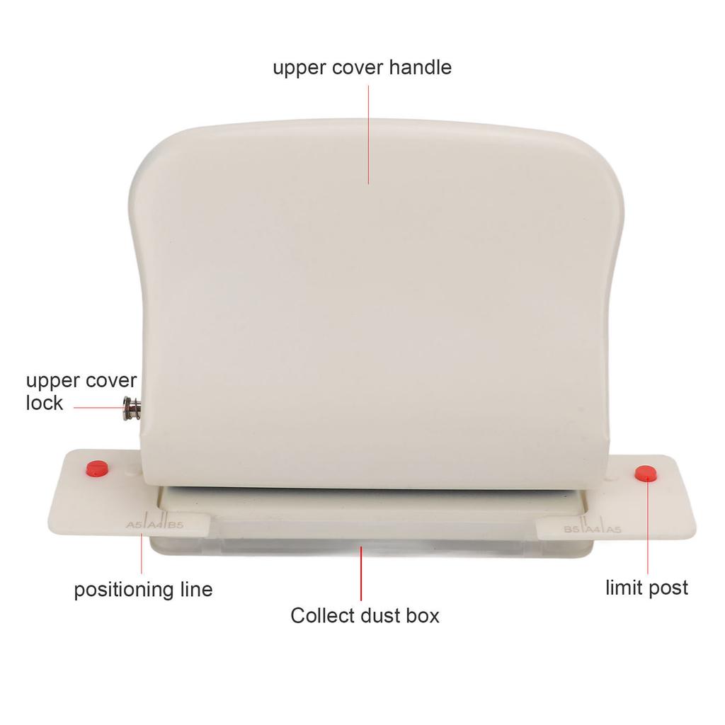 Hole Punch Metal Body Incisive Plastic Bottom Pad 10 Holes Handheld Paper Punch for Bookbinding Documentation