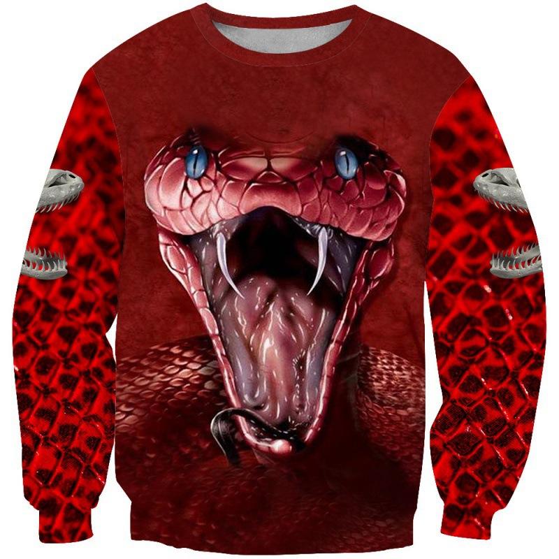 Fashion 3d Animal Graphic Long Sleeve Printed T-Shirt Oversized Pullover For Men Round Neck Sweatshirt Street Men's Clothing Top