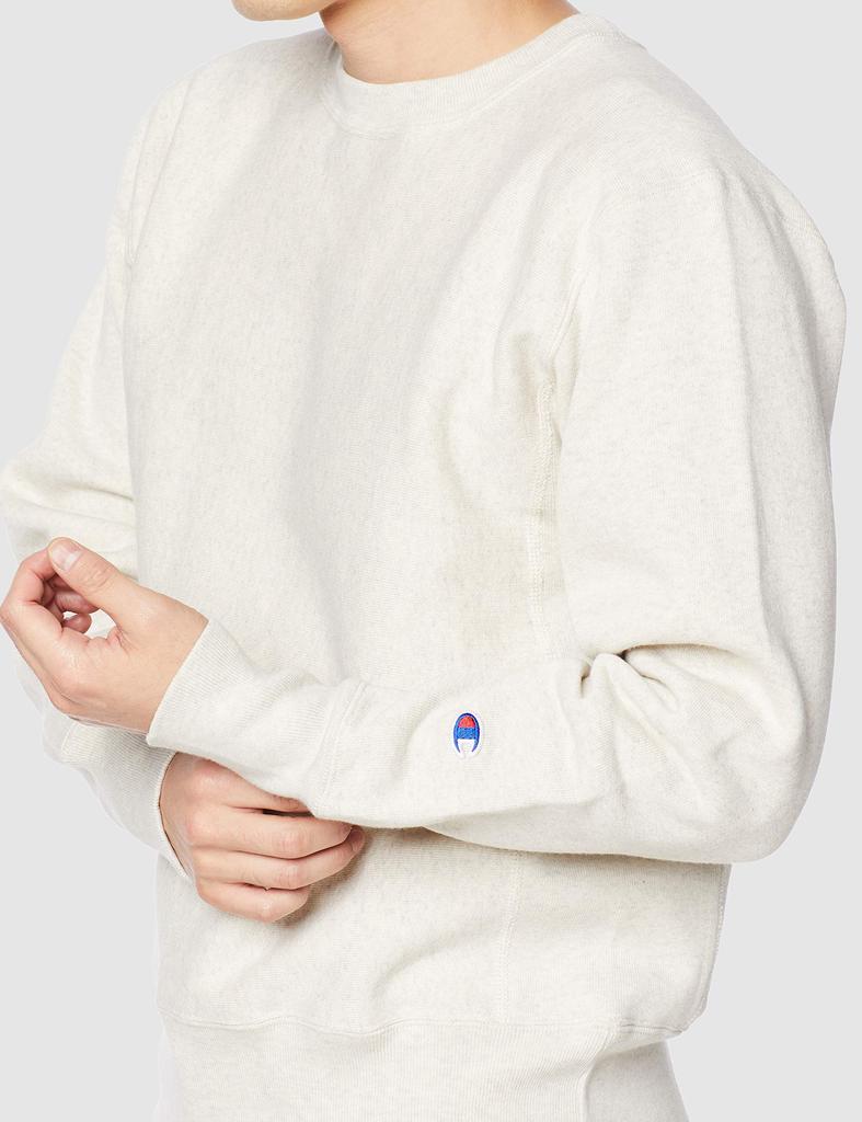 Champion Oatmeal Crew Neck Reverse Long Size Men's Sweatshirt, 11.5oz Weave® Fleece-Lined, Sleeve, M, C3-W004