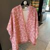 Korean Style Floral Print Scarf Women 180x90cm Lightweight Cotton Linen Shawl Fashion Accessory