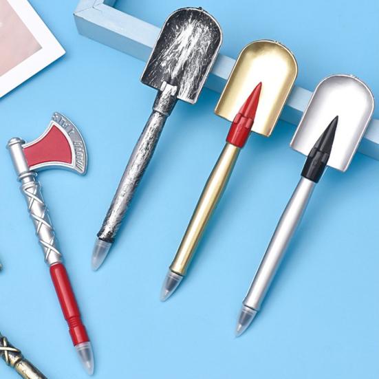 Ballpoint Pen with Push-Button Core Extraction 0.5mm Black Ink Smooth Writing Non-Smudge Shovels Shape Smooth Writing