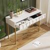 Metal Legs Dressing Table with Drawers Large Capacity Ergonomic Handle Easy To Assemble Home Makeup Vanity Table Bedroom Furniture