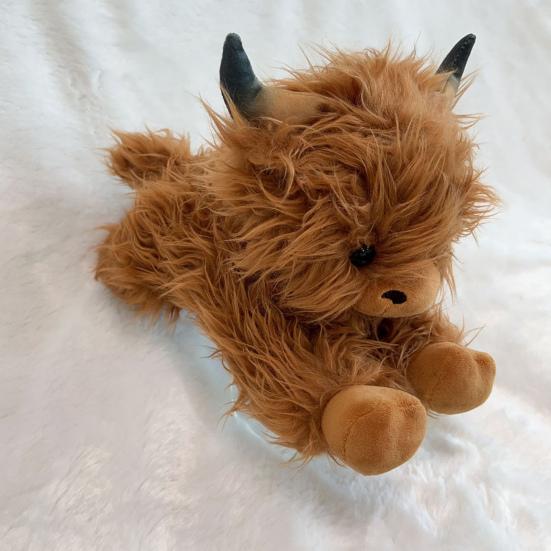 Highland Cow Plush Toy Cute Yak Doll with Long Fluffy Hair Soft Stuffed Animal Gift for Kids Adults Cow Lovers