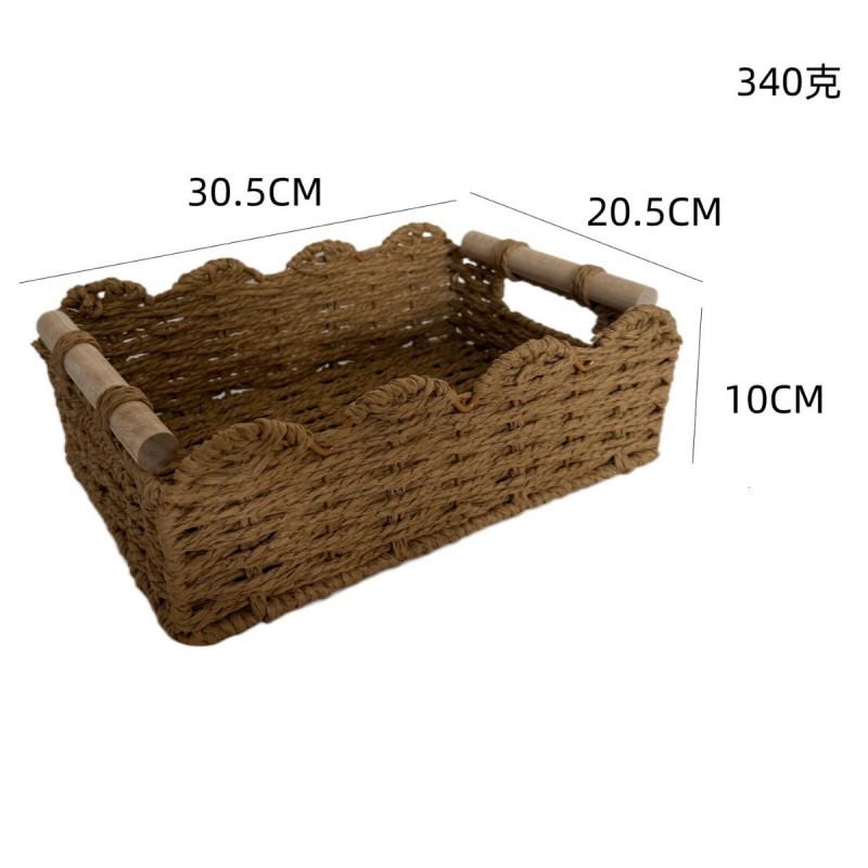 Handwoven Paper Storage Basket Desk Tabletop Cosmetics Remote Toys Minimalist Japanese Style Organizer