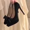 Fashion 2025 Fashion Women's High Heels Butterfly-knot Slip on Pointed Toe Super High Thin Heels Pumps Solid for Sexy Party Dress Shoes