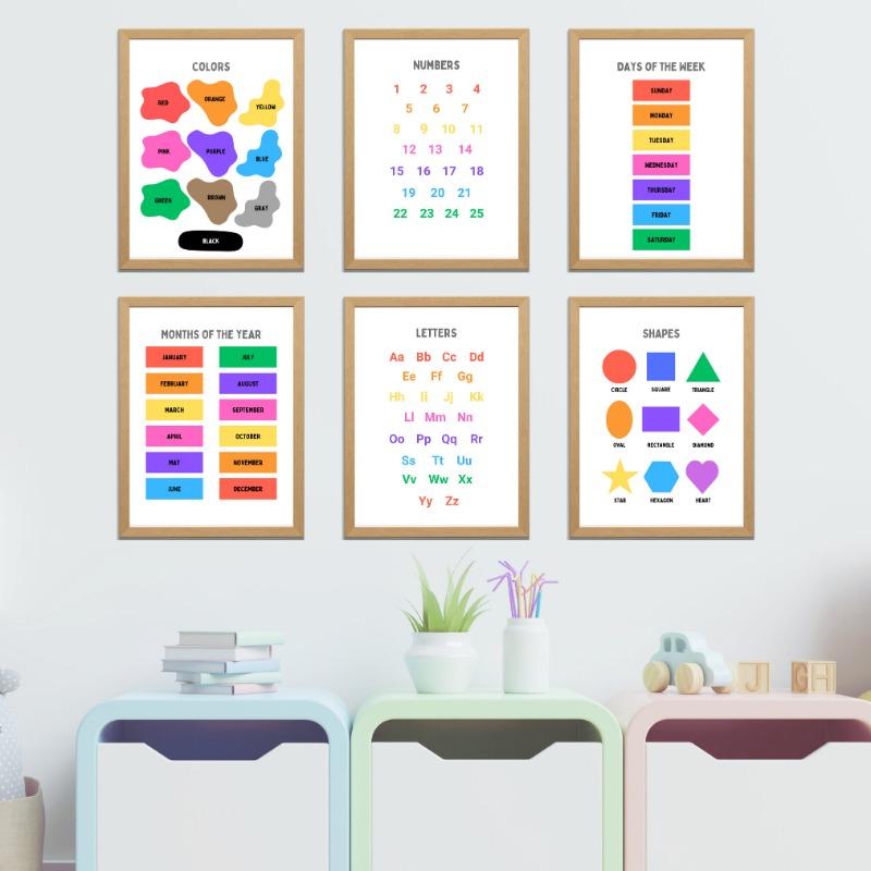 Kids Educational Homeschool Classroom Playroom  Art Poster Canvas Painting Wall Prints Picture for Living Room Home Decor