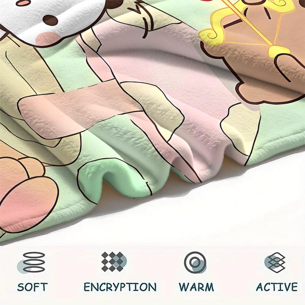 1Pc Bubu Dudu Print Flannel Blanket, High quality Comfortable for All Seasons, Home Decor, Warmth and Comfort, Perfect for Christmas Gifts