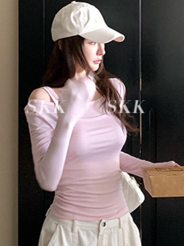 Spring/Autumn Stylish Slim Fit Cotton Long-Sleeve Spicy Girl Two-Piece T-shirt