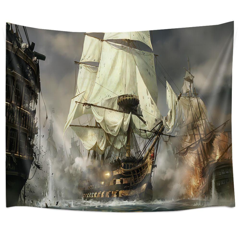 Medieval Sea Warship Tapestry 75x100 чёрный
