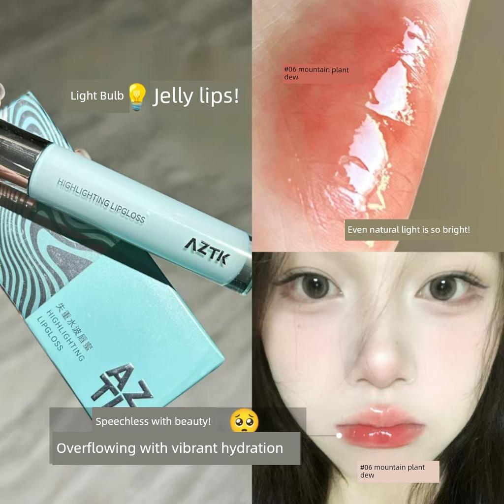 Bulb Jelly Lips! Aztk Lip Gloss Weightless Water Wave Lip Jelly Lip Glaze Lipstick with a Watery Mirror Finish and a Pure Desire Vibe