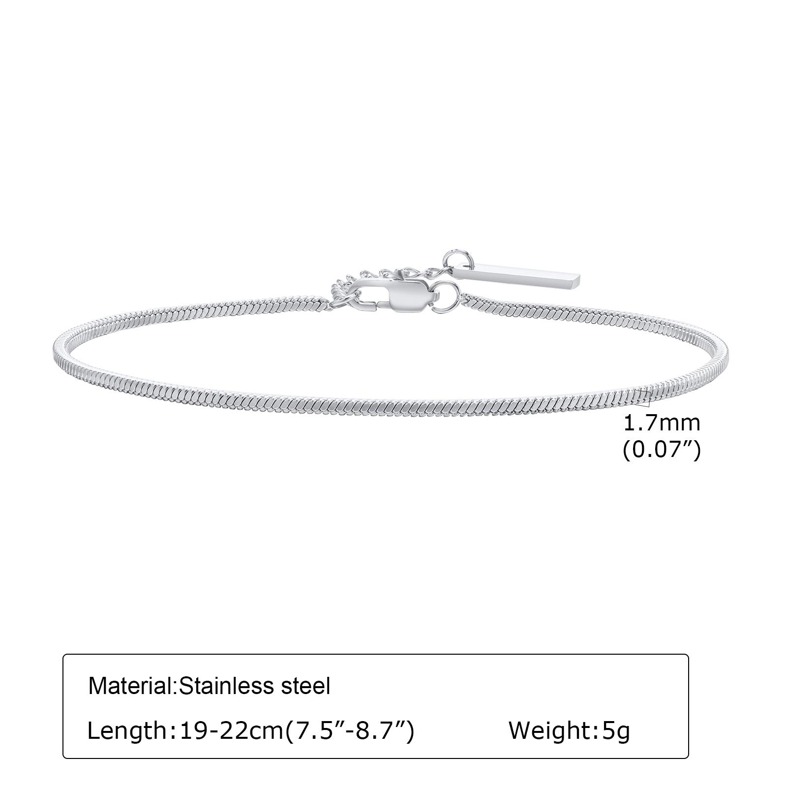 

Trendy Square Snake Chain Bracelets Stackable For Women Lady, Stainless Steel Links Wristband Bracelet Adjustable Unisex Jewelry