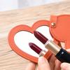 Love Heart Shape Makeup Mirror Waterproof Faux Leather Vanity Mirror Keychain Portable Travel Women Handheld Cosmetic Mirror Bag Pendant