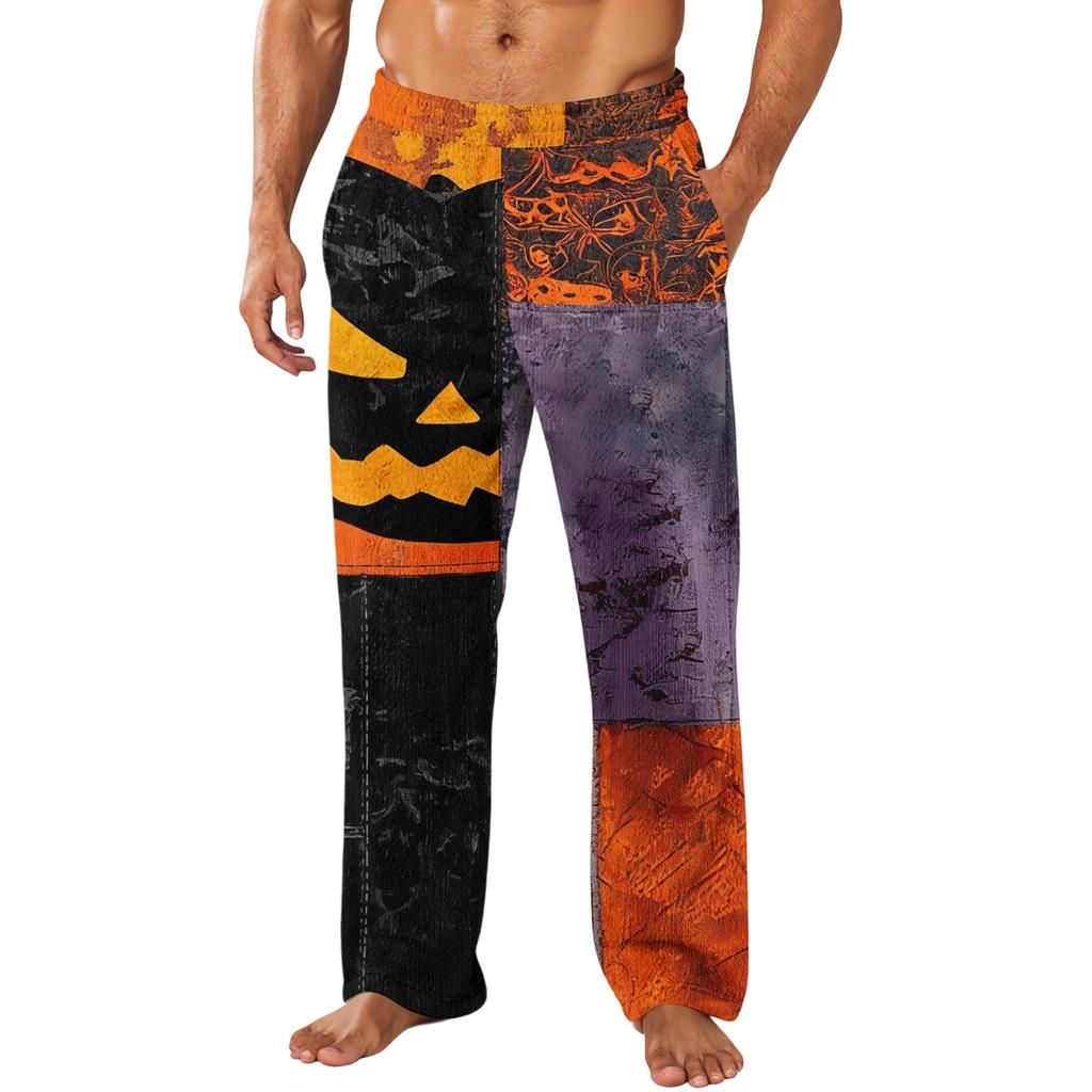 Men's Halloween Printed Casual Pants with Pockets
