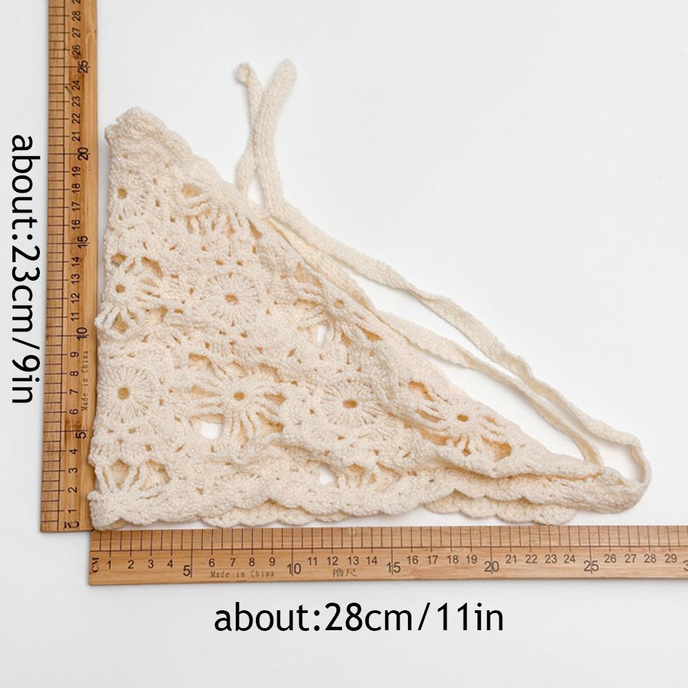 Hut Französischer Pastoralstil Dreieck Stirnband Handgefertigt Mode Gestricktes Kopftuch Häkel Stirnband Handtuch Retro Blume Kopftuch