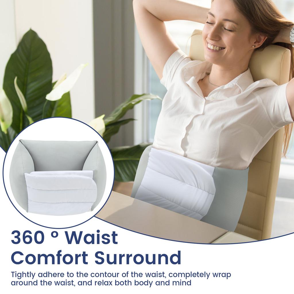 Lumbar Support Pillow 360° Wrap Around Lower Back Support Pillow Portable Adjustable Waist Pillow for Side/Back Sleeper Office