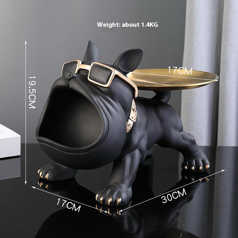 1 French Bulldog Artwork, Scandinavian Style Animal Statue Storage Tray for Candy Snacks Coins Fruit Jewelry Storage