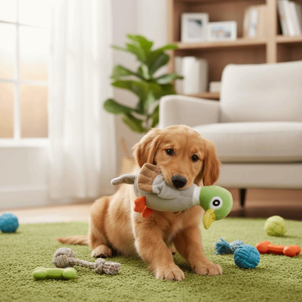 Bite-resistant Plush Duck Dog Toy Soft Plush Dog Chew Toy Cute Design Squeaky Dog Toy Puppy Play