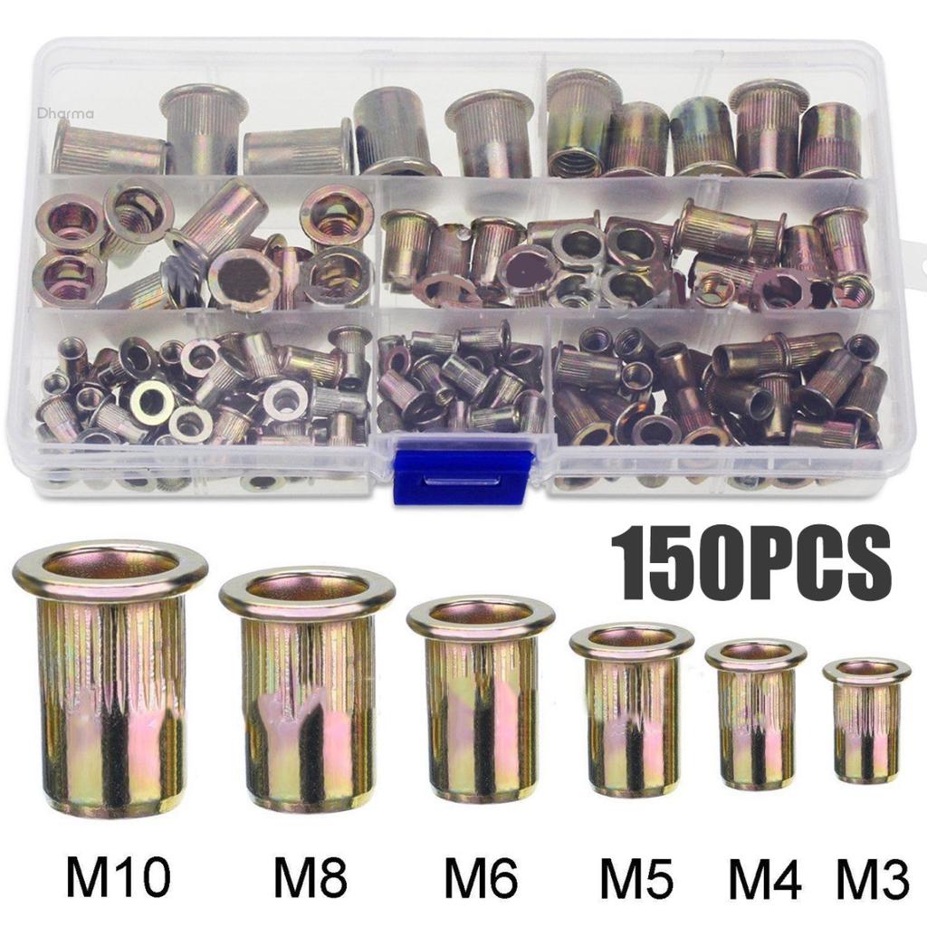 Buy Manyi 150pc Nutserts Rivet Nuts Flange Rivnuts Zinc Plated Steel