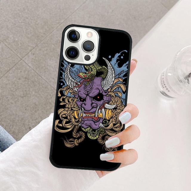 Japanese Hannya Mask Coque Shell For iPhone 17 Air 15 16 Pro Max 14 13 12 11 Pro Max Plus Phone Case Cover