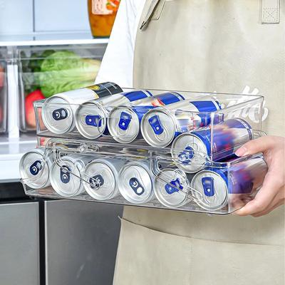 Refrigerator Can Drink Holder Rolling Can Dispenser Pop Soda Beer Storage Bins Stackable 2Tier Beverage Can Organizer for Fridge
