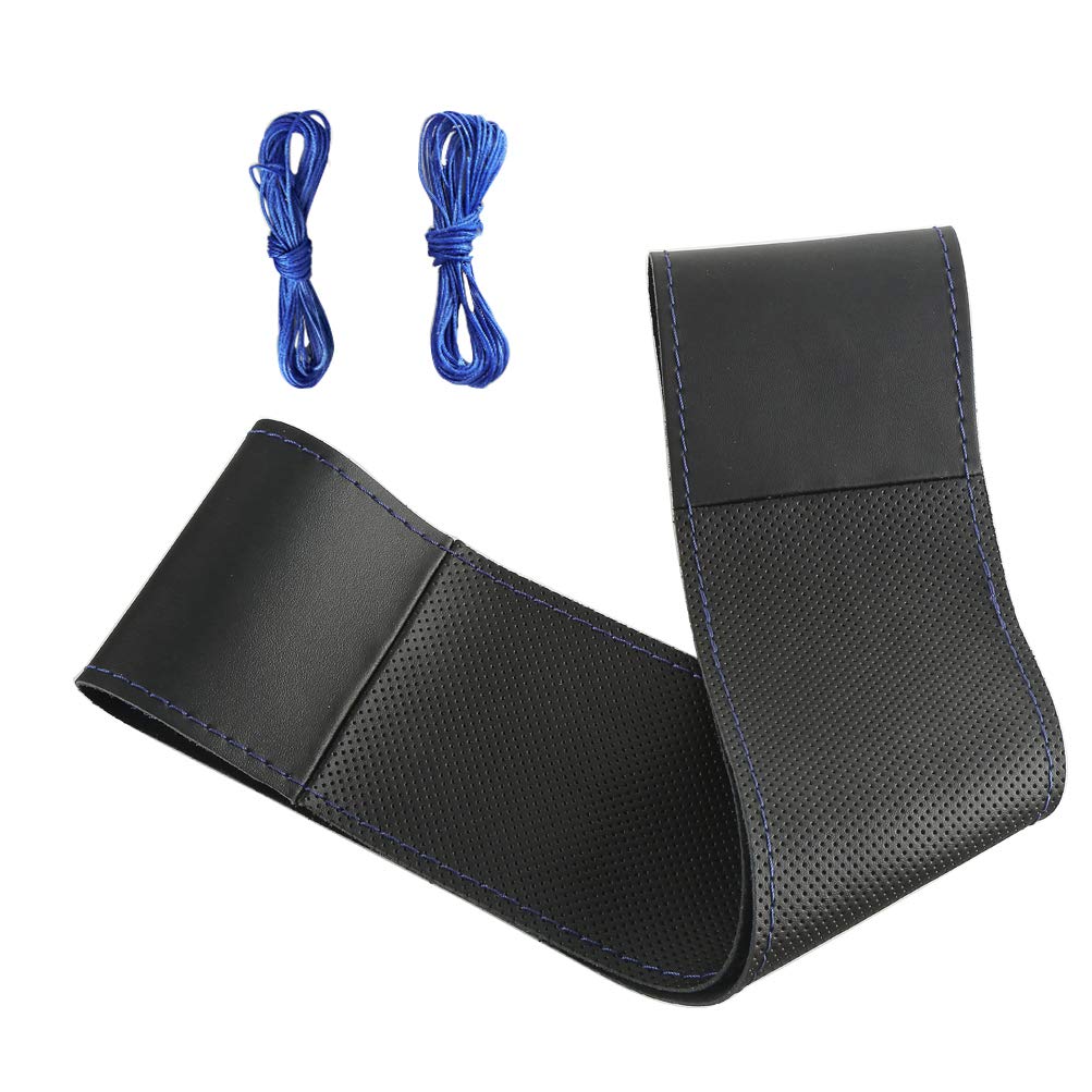 

ZATOOTO YWLY0092-BL Steering Wheel Cover, Small Size, Braided Type, Genuine Leather, Steering Cover, Breathable,