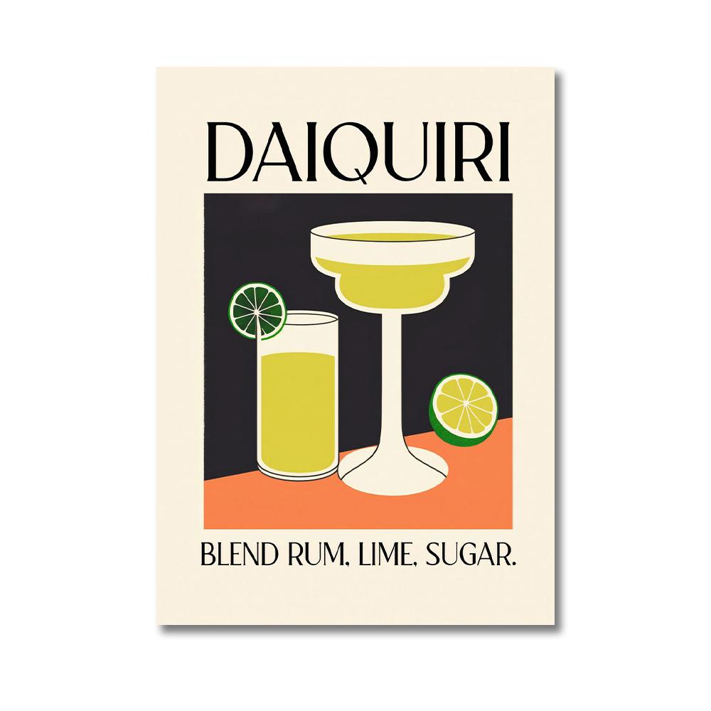 Retro Cocktail Posters Juice Alcohol Drinks Mojito Bramble Wall Art Canvas Painting Print Pictures for Bar Kitchen Home Decor