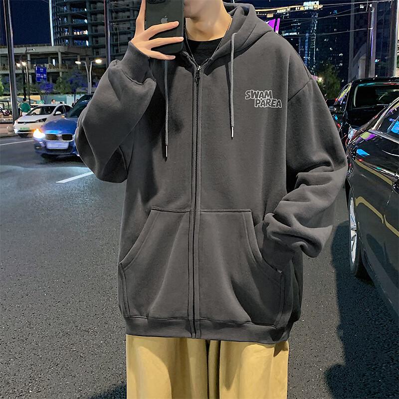 SWAMP AREA Men's Casual Hooded Zip-Up Sweatshirt