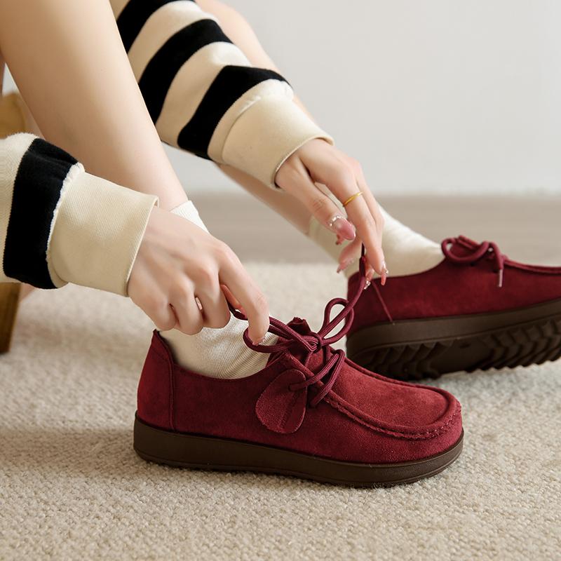 

Мода 2025 Бренд Обувь Женская На шнуровке Женские Балетки Мода Круглый Носок Повседневная Новая Легкая Удобная Мягкая Подошва На Плоской Низком Каблуке Zapatos 40 вино красного