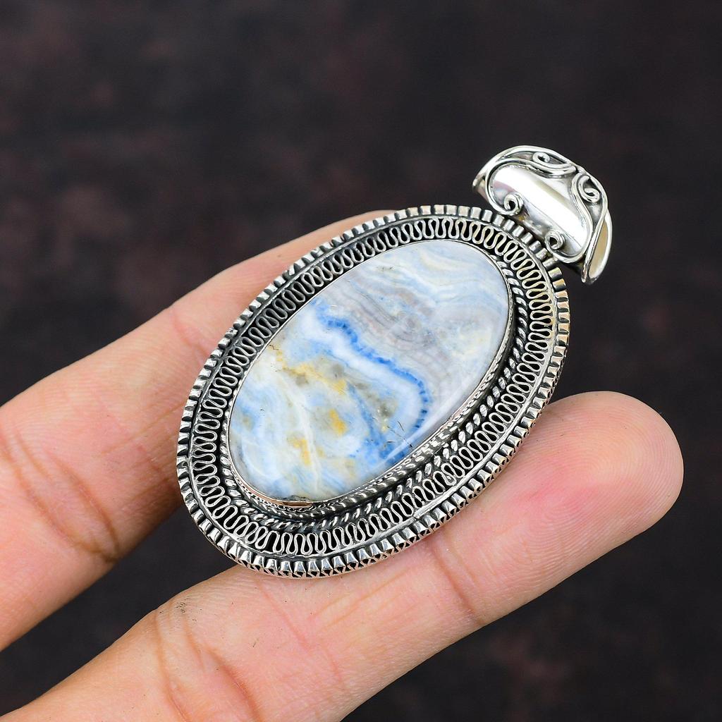 Blue Scheelite Pendant Handmade Jewelry 925 Sterling Silver Pendant Gemstone Vintage Pendant Antique Jewelry Engagement Gift Stylish Pendant