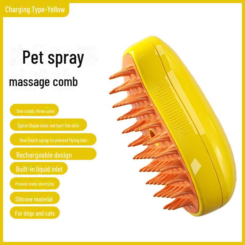 Pet Electric Massage Comb: One-Click Spray Calming Brush for Cats and Dogs, Anti-Fly Hair Removal & Bath Tool